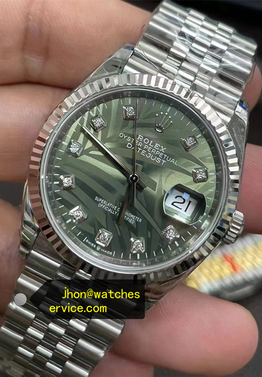 Green Palm-Motif Diamond Markers Super Clone 36 Datejust 126234