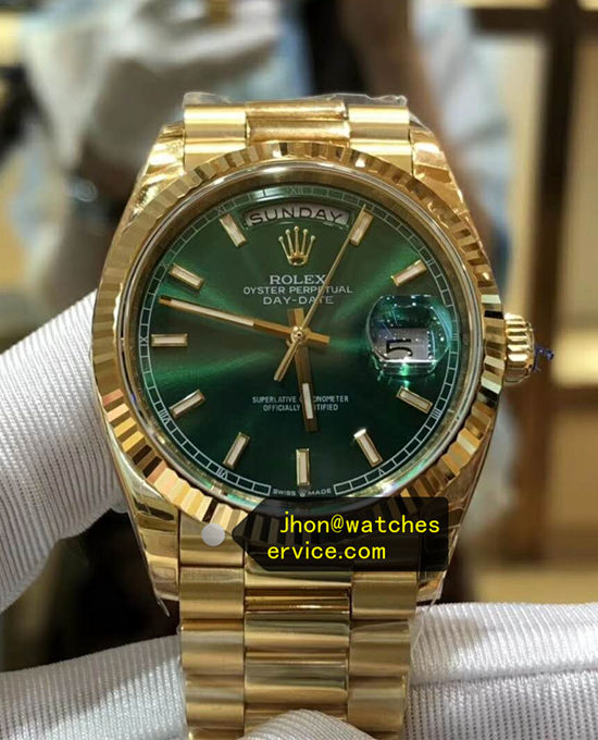 President Yellow Gold Green Dial Super Clone 36mm Day-Date 118238