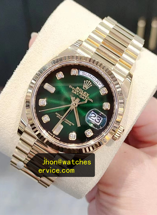 President Yellow Gold 1:1 Clone Green Diamond Dial 36 Day-Date 128235