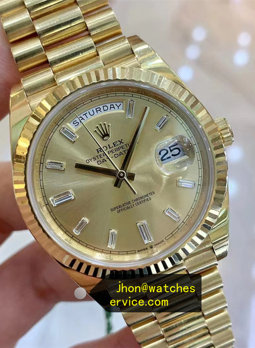 Baguette Champagne Dial Yellow Gold Super Clone 40 Day-Date 228238