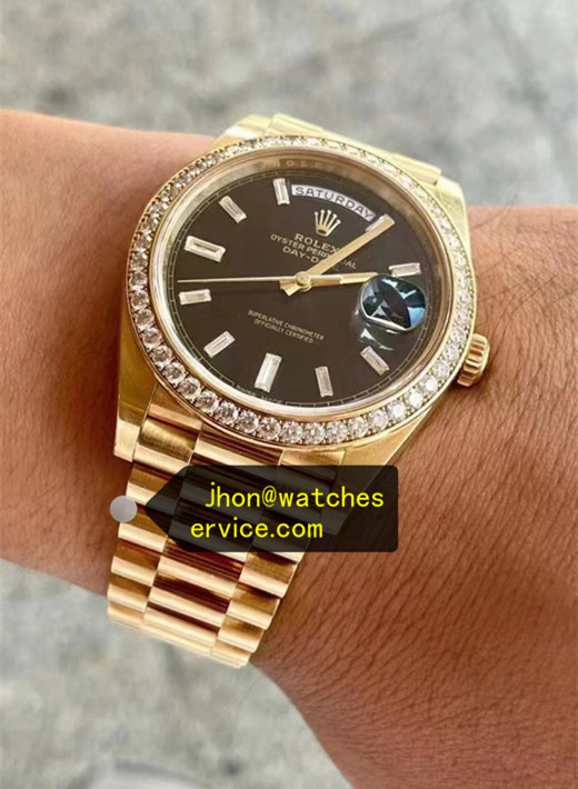 Baguette Chocolate Dial Yellow Gold Super Clone Day-Date 228345