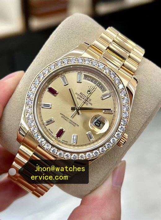 Baguette Ruby Dial set with Diamond Bezel Super Clone Day-Date 218238