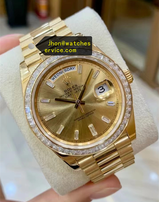 Baguette With Diamond Bezel Yellow Gold Super Clone 40 Day-Date 228238