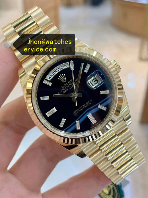 Baguette Black Dial Yellow Gold Super Clone 40 Day-Date 228238