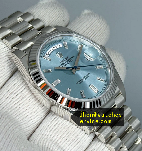 Ice Blue Dial 36mm Baguette Super Clone Rolex Day-Date 128236