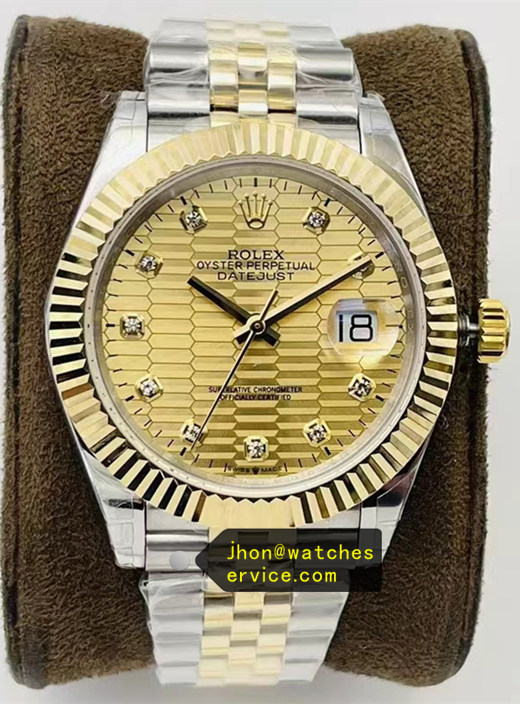 Golden Fluted Diamond Dial Two Tone Super Clone 36 Datejust 126233-0045