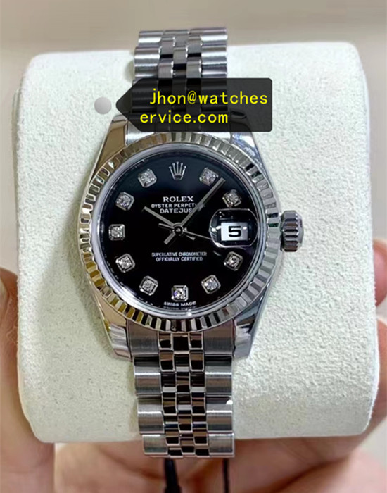 Super Clone Lady-Datejust 26 Black Diamond Dial Jubilee Bracelet 